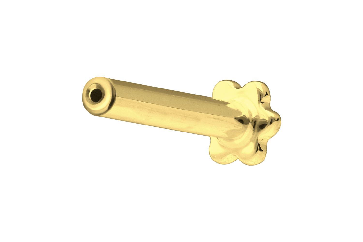14 Karat Gold Labret Piercing mit Push Fit ohne Aufsatz BLUME